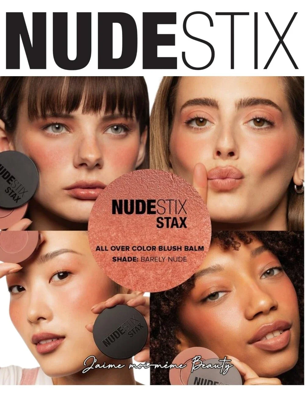 NUDESTIX Cream Balm Blush in Barely Nude Peach Pink Nude For Eyes, Lips & Cheeks